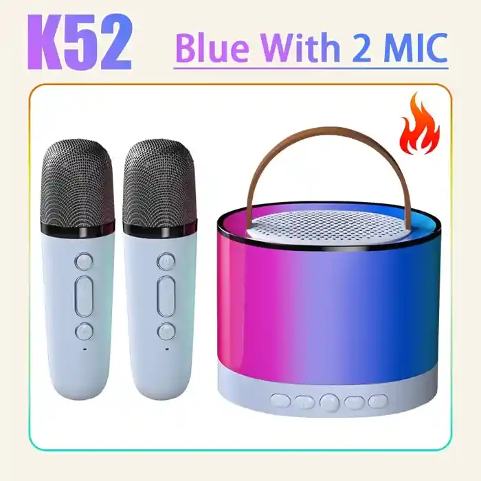 K52 Karaoke Machine with 2 Mic for Kids with Wireless Mics, 4-12 Years Old Girls & Boys Birthday Gifts, Christmas Party & Kids Gifts (Cute Little & Portable) Bluetooth Speaker (Sound Loud)